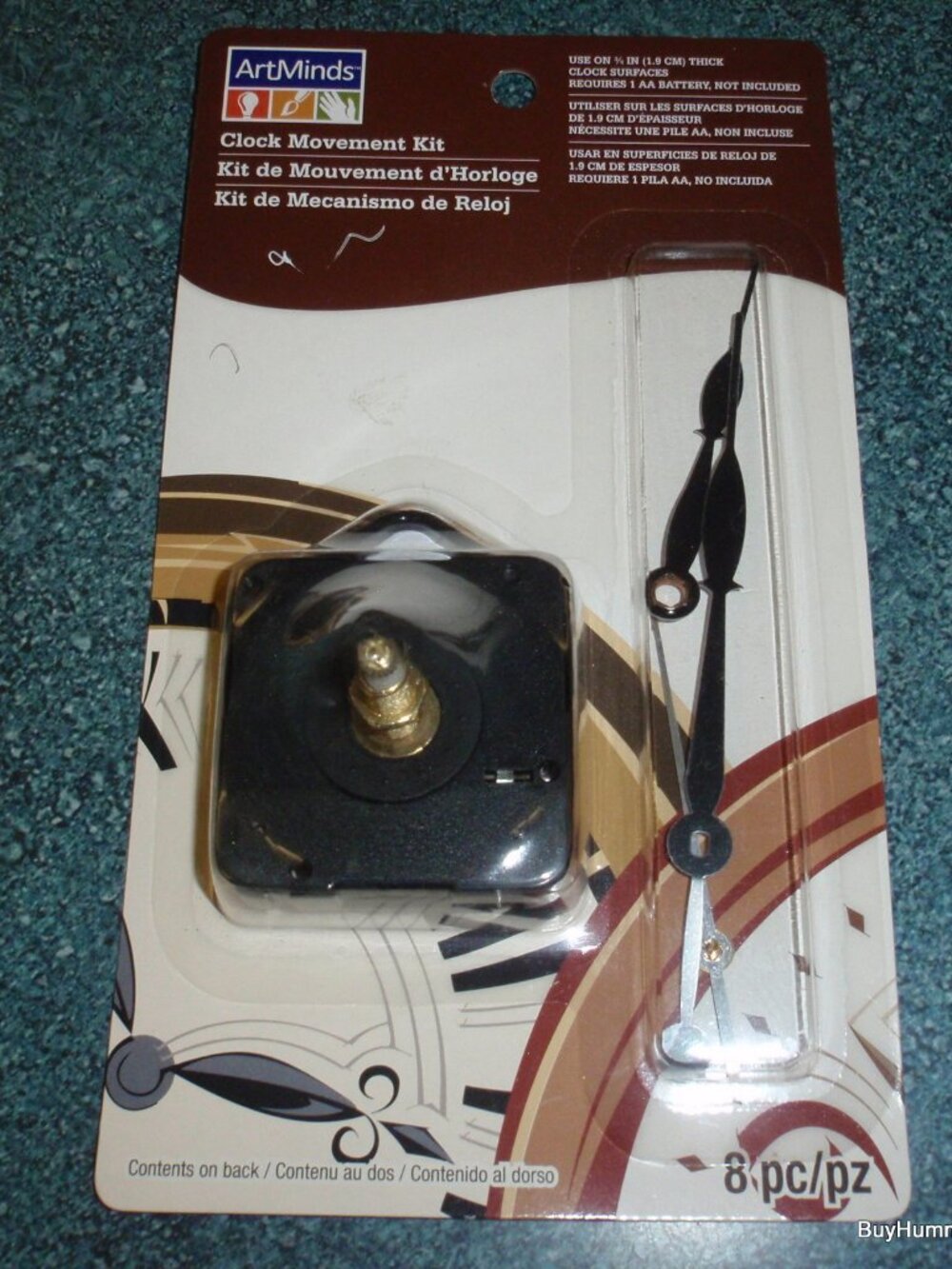 ArtMinds Quartz Clock Movement Kit 8pc - 3/4" Thick Clock Surfaces NEW FAST SHIP